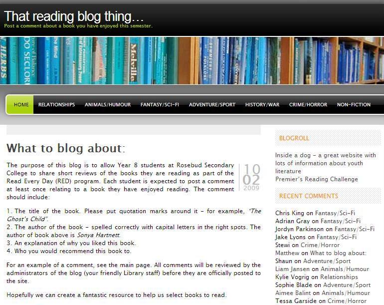 "That reading blog thing..." homepage