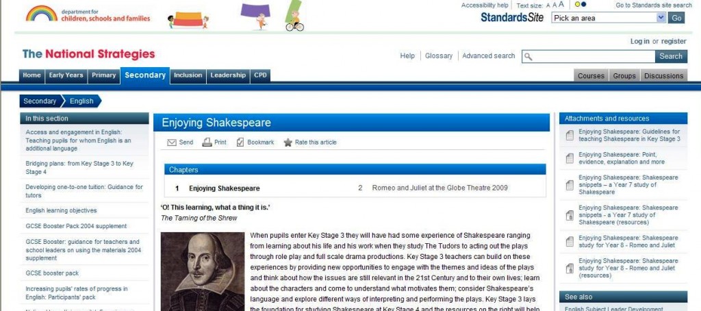 Enjoying Shakespeare homepage