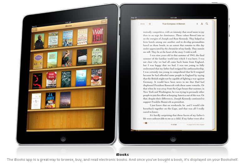 A view of the bookshelf and eReader