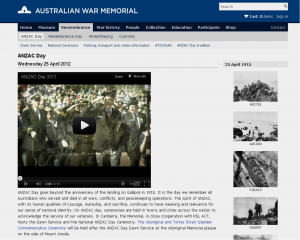Go to Australian War Memorial  ANZAC Day
