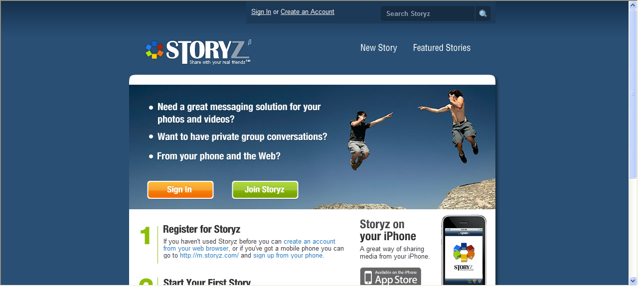 Storyz homepage