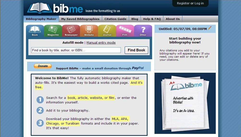 Bibme homepage