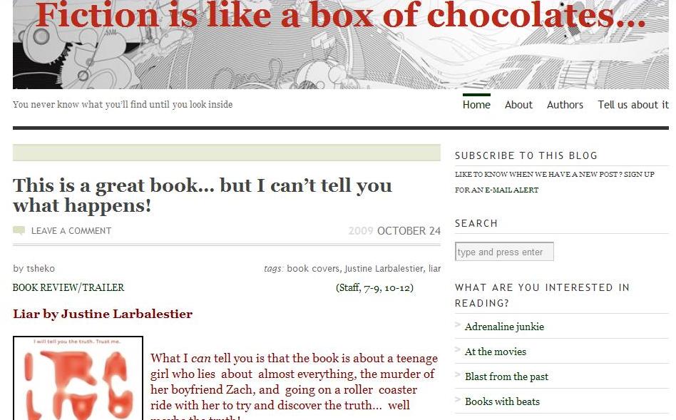 Fiction is like a box of chocolates